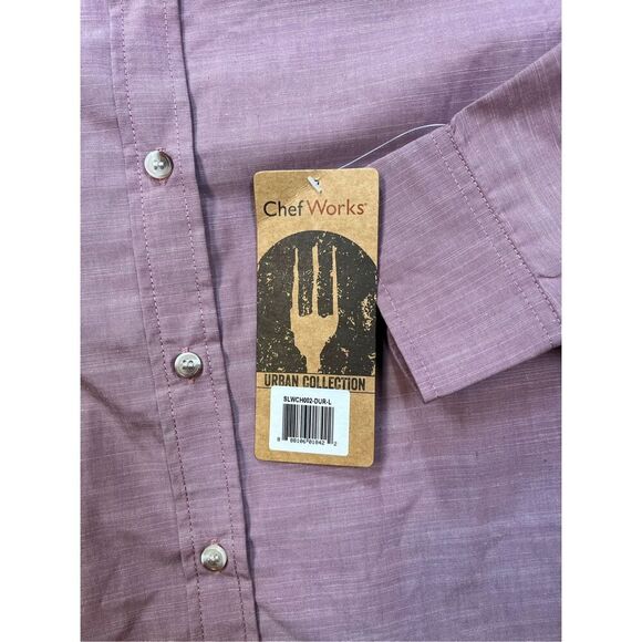NEW Chef Works Urban Collection Roll Tab Sleeve Chambray Shirt Rose Size Large - Picture 12 of 13